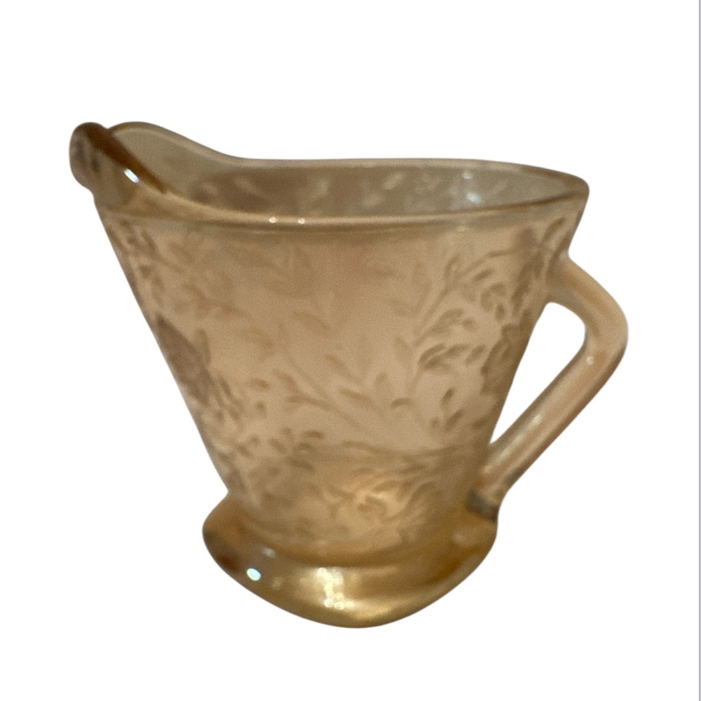 Vtg Elegant Hazel Atlas Poppy Florentine #2 Creamer Amber Color - Picture 2 of 7